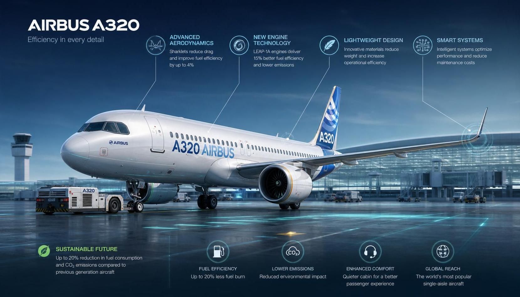 objevte airbus a320, ikonu moderního letectví, známou svou efektivitou, spolehlivostí a inovativním designem pro krátké a střední lety.