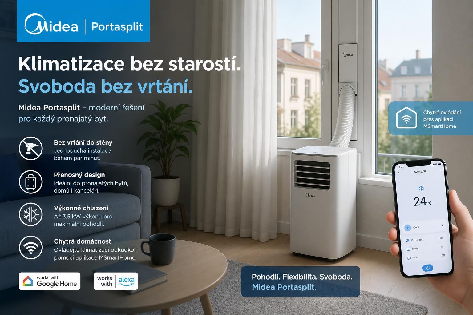 objevte midea portasplit, inovativní klimatizační řešení, které zajistí příjemné a pohodlné prostředí ve vašem domově po celý rok.