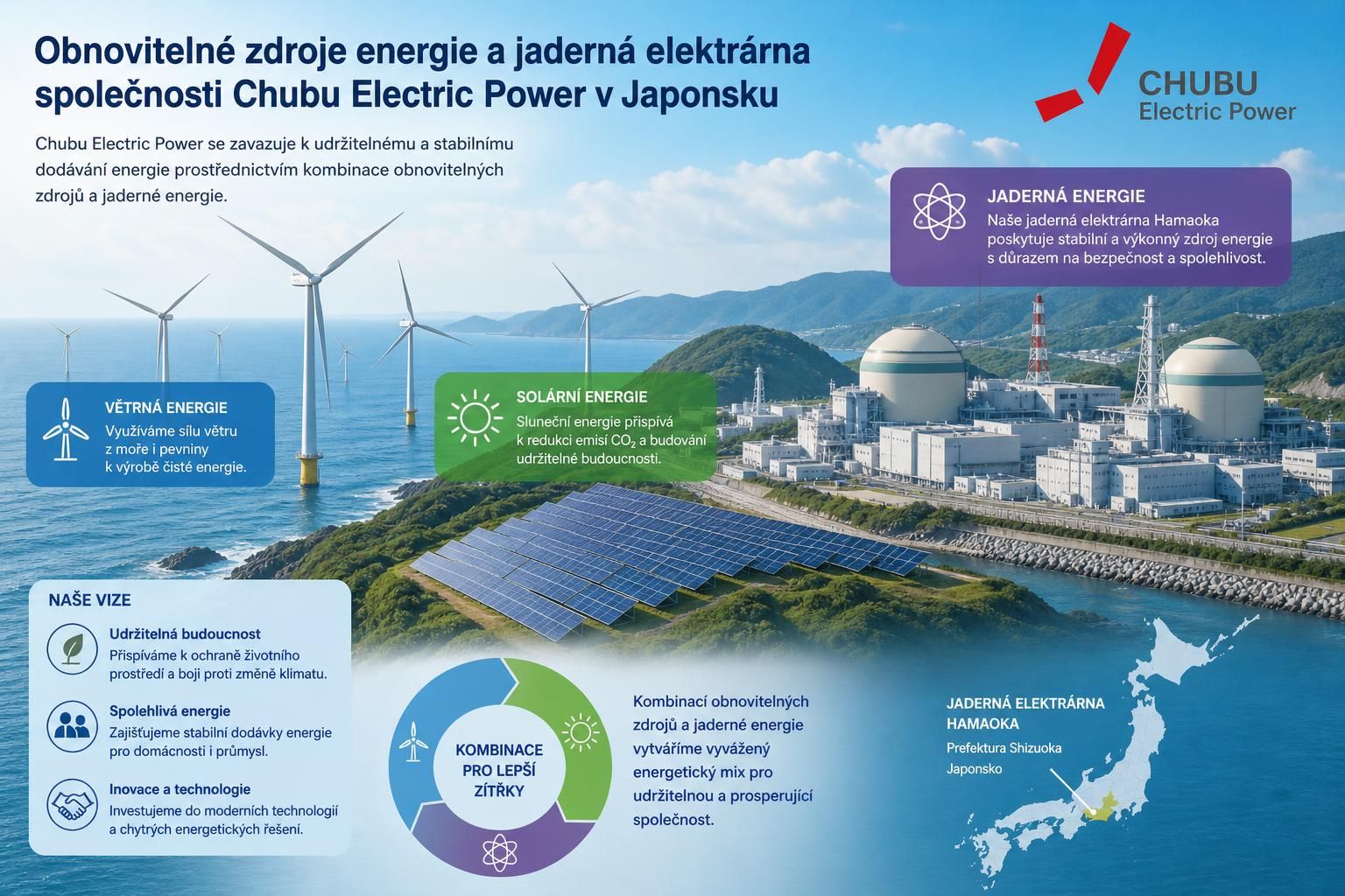 chubu electric power je přední energetická společnost poskytující spolehlivé a udržitelné energetické služby v japonsku.