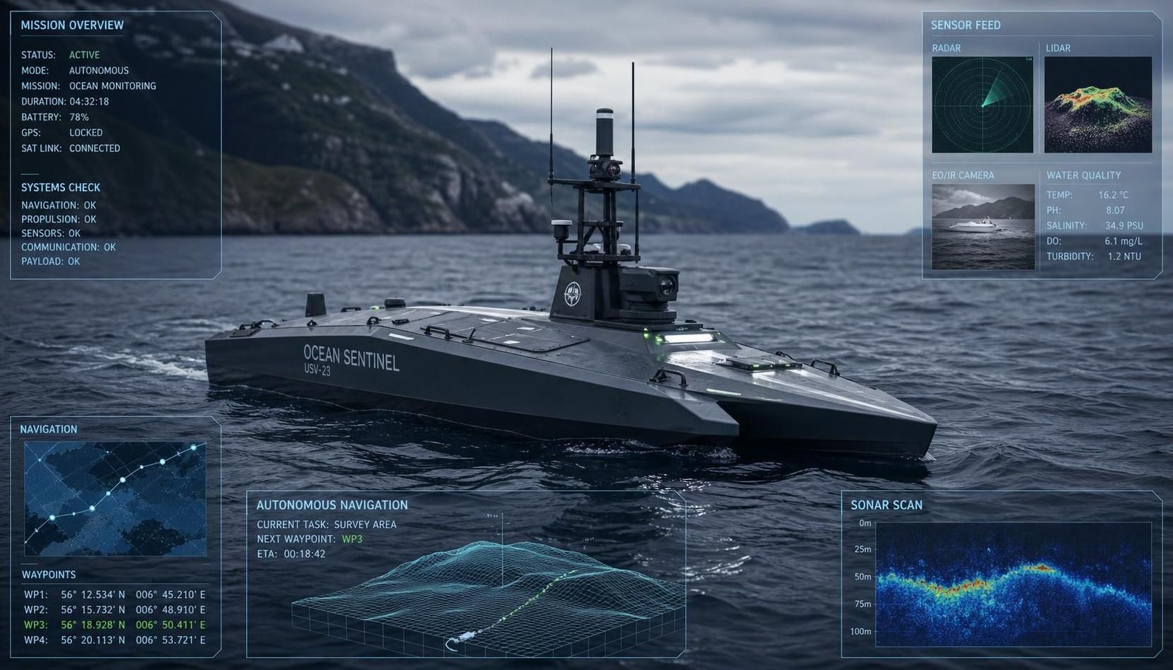 objevte námořní povrchový dron – inovativní řešení pro efektivní a přesné monitorování oceánů. revoluce v ochraně mořského prostředí a sběru dat.